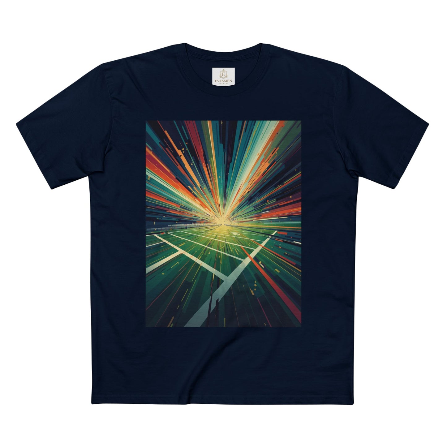 Abstract Light Burst Tee Football Field Graphic T-Shirt