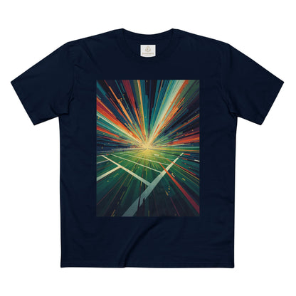 Abstract Light Burst Tee Football Field Graphic T-Shirt
