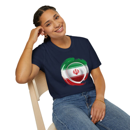 Iran Football Flag Circular Brushstroke T-Shirt Team Melli Soccer Graphic Tee