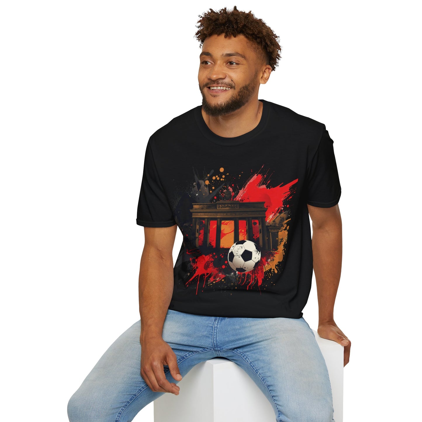 German Football Triumph T-shirt Brandenburg Gate Splatter Art Tee