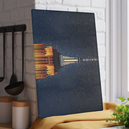 Empire State New York Night Skyline Glass Cutting Board Kitchen Home Decor