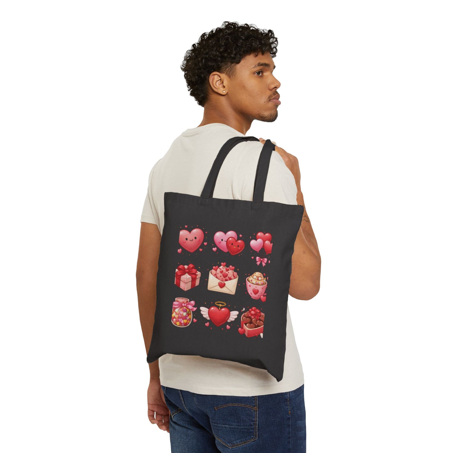 Valentine Hearts Tote Bag — Cute Heart Gift Icons Cotton Canvas Tote
