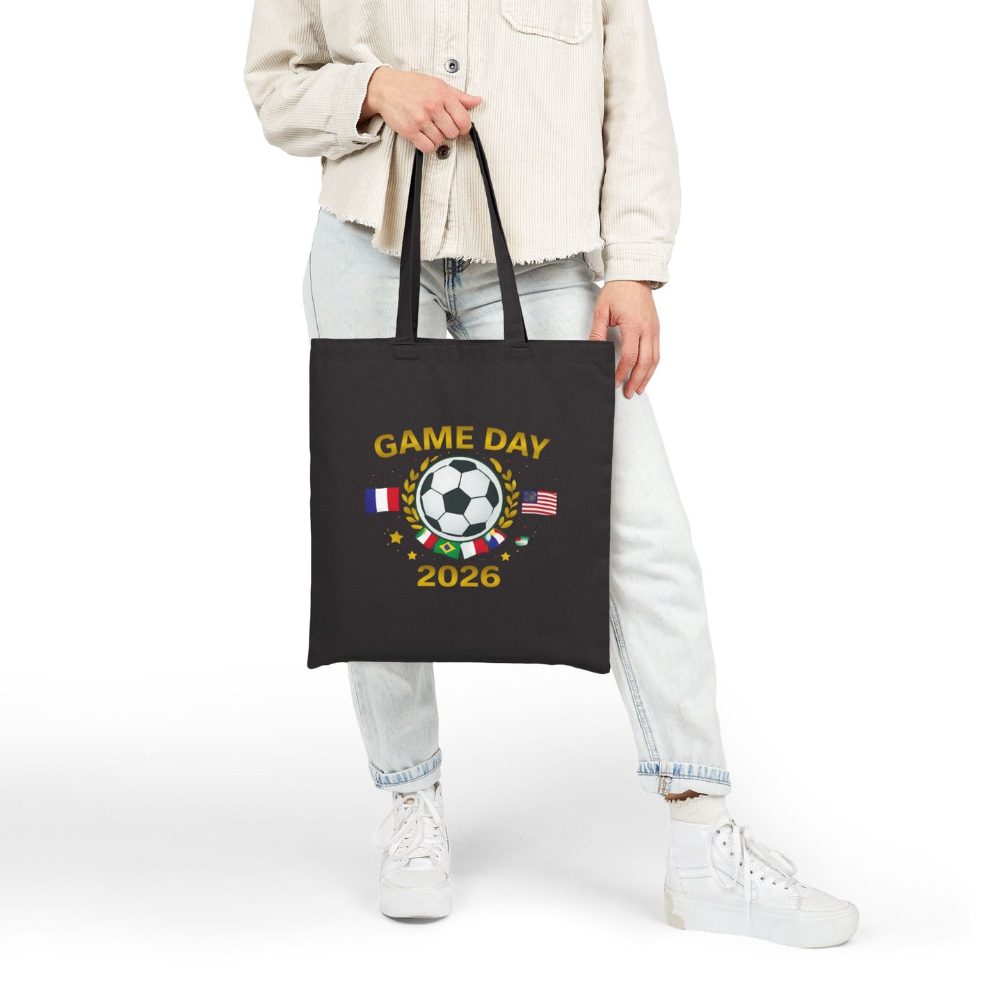 Soccer Game Day Tote Bag 2026 – World Cup Fan Cotton Canvas Tote