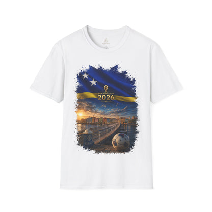 Curaçao Football Flag Handelskade T‑Shirt Cinematic Caribbean Soccer Tee