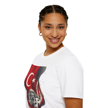 Türkiye Football T-Shirt Turkish Flag & Istanbul Mosque Design Tee