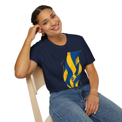 Sweden Football Flag T‑Shirt Abstract Minimalist Blue & Yellow Graphic Tee