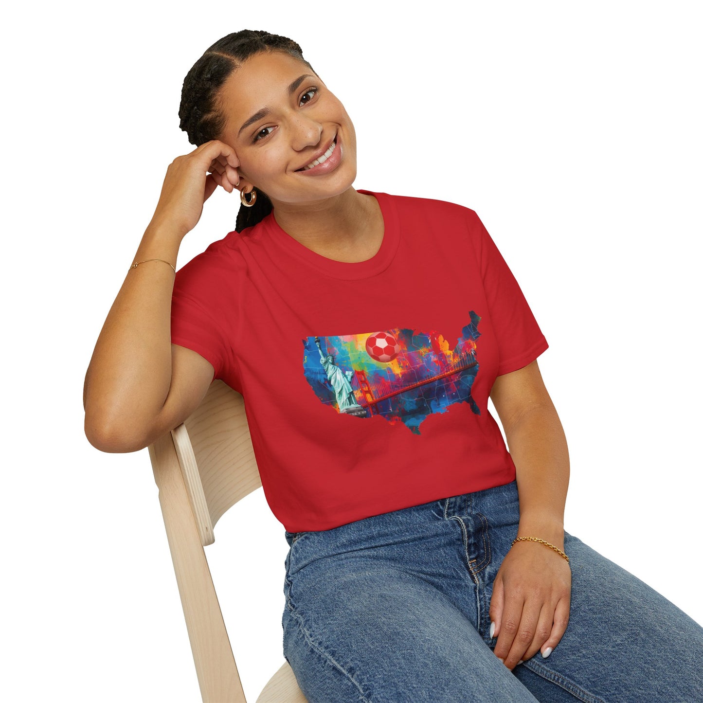 USA Soccer Match Day T-Shirt — Colorful Splash American Graphic Tee