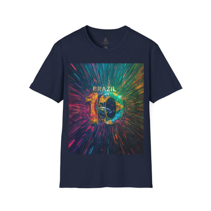 Brazil 10 Soccer Match Day T‑Shirt — Colorful Galaxy Design Tee