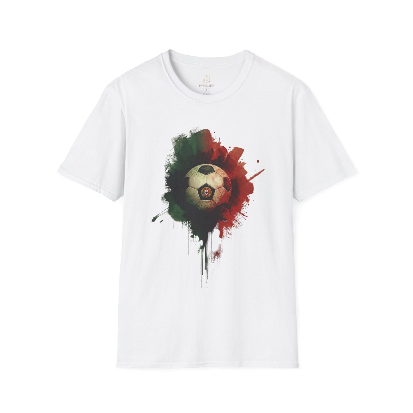 Portugal Football Flag Paint Splash T-Shirt Seleção Soccer Graphic Tee