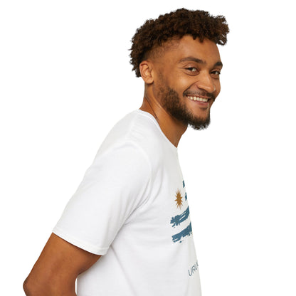 Uruguay Football Flag Graphic T-Shirt La Celeste Soccer Brushstroke Tee