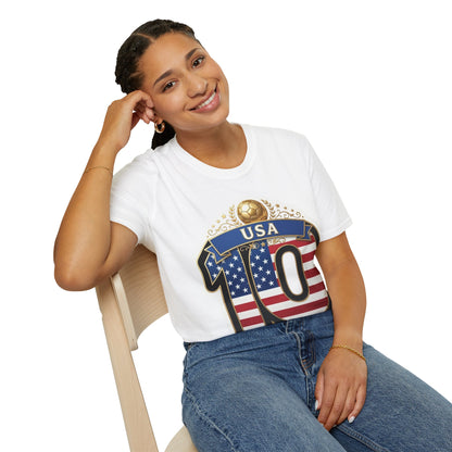 USA Number 10 Patriotic T-Shirt — American Flag Soccer Tee Style