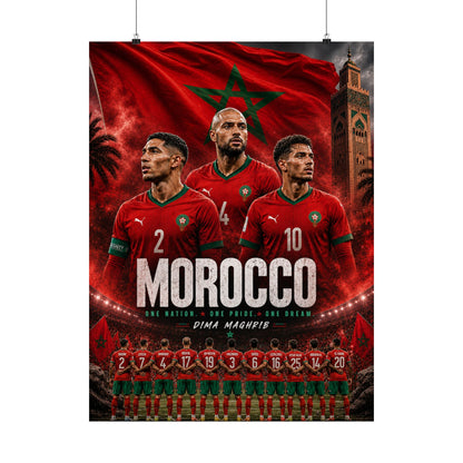Morocco Soccer Atlas Lions Commemorative Wall Art Poster