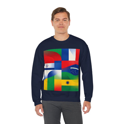Match Day Flags Crewneck Sweatshirt — Colorful Soccer World Design