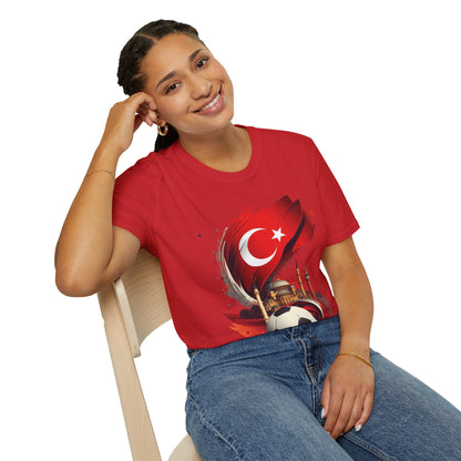Turkey Soccer T-Shirt — Turkish Flag, Mosque & Football Design Tee