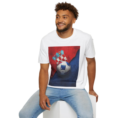 Croatia Football Coat of Arms Tee Vatreni Soccer Textured Checkerboard T-Shirt