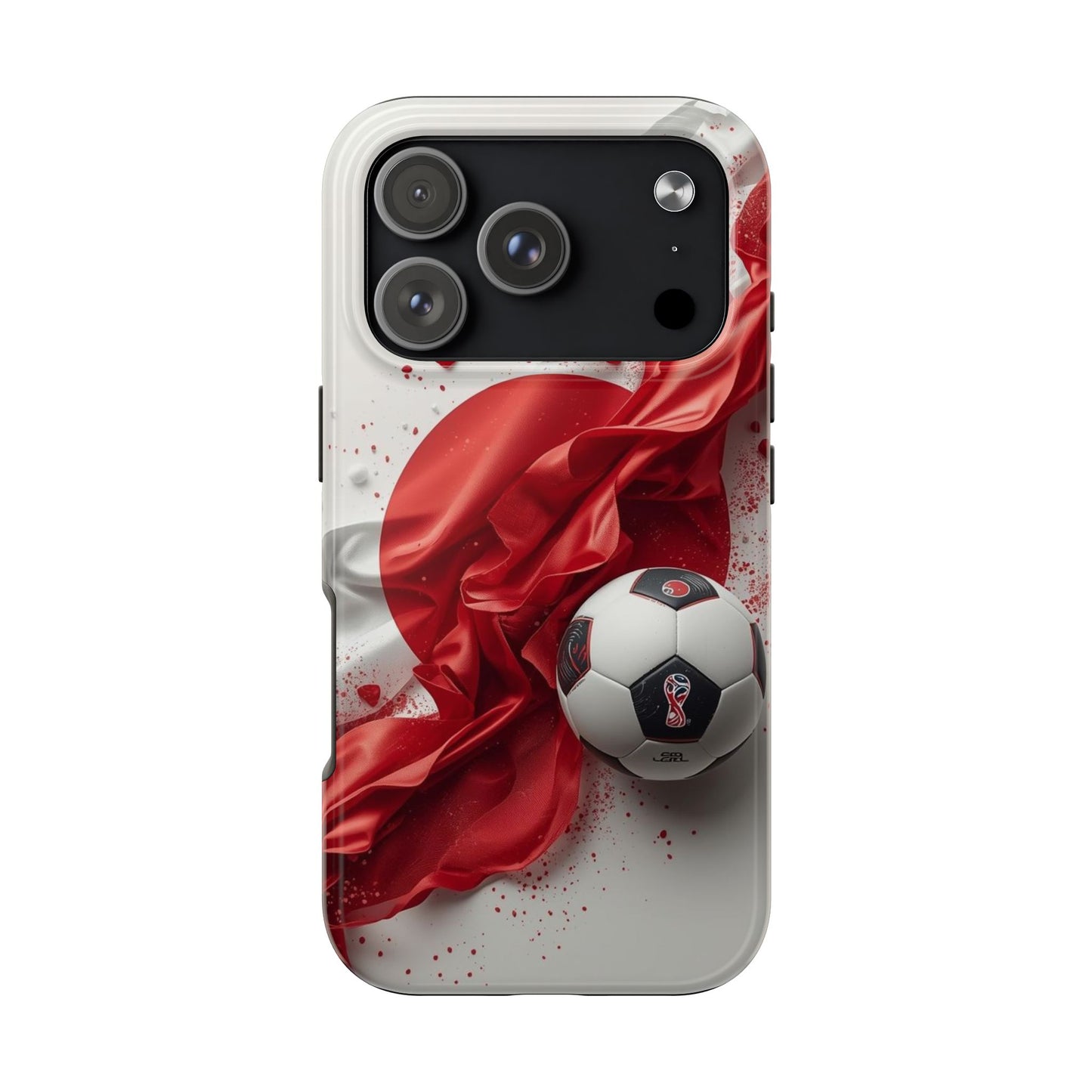 Red Satin Japan Flag Soccer Ball Design Phone Protective Case