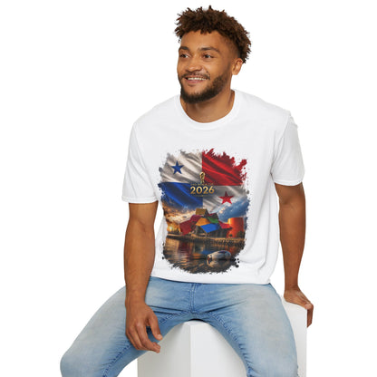 Panama Football Flag Biomuseo Graphic T-Shirt Cinematic Los Canaleros Soccer Tee