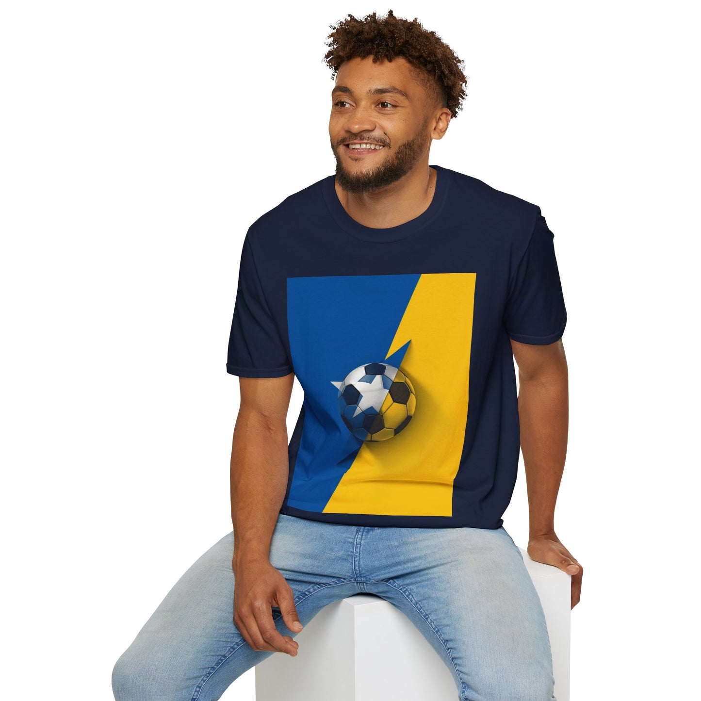 Curaçao Football Flag Minimalist T-Shirt Abstract La Familia Azul Soccer Tee