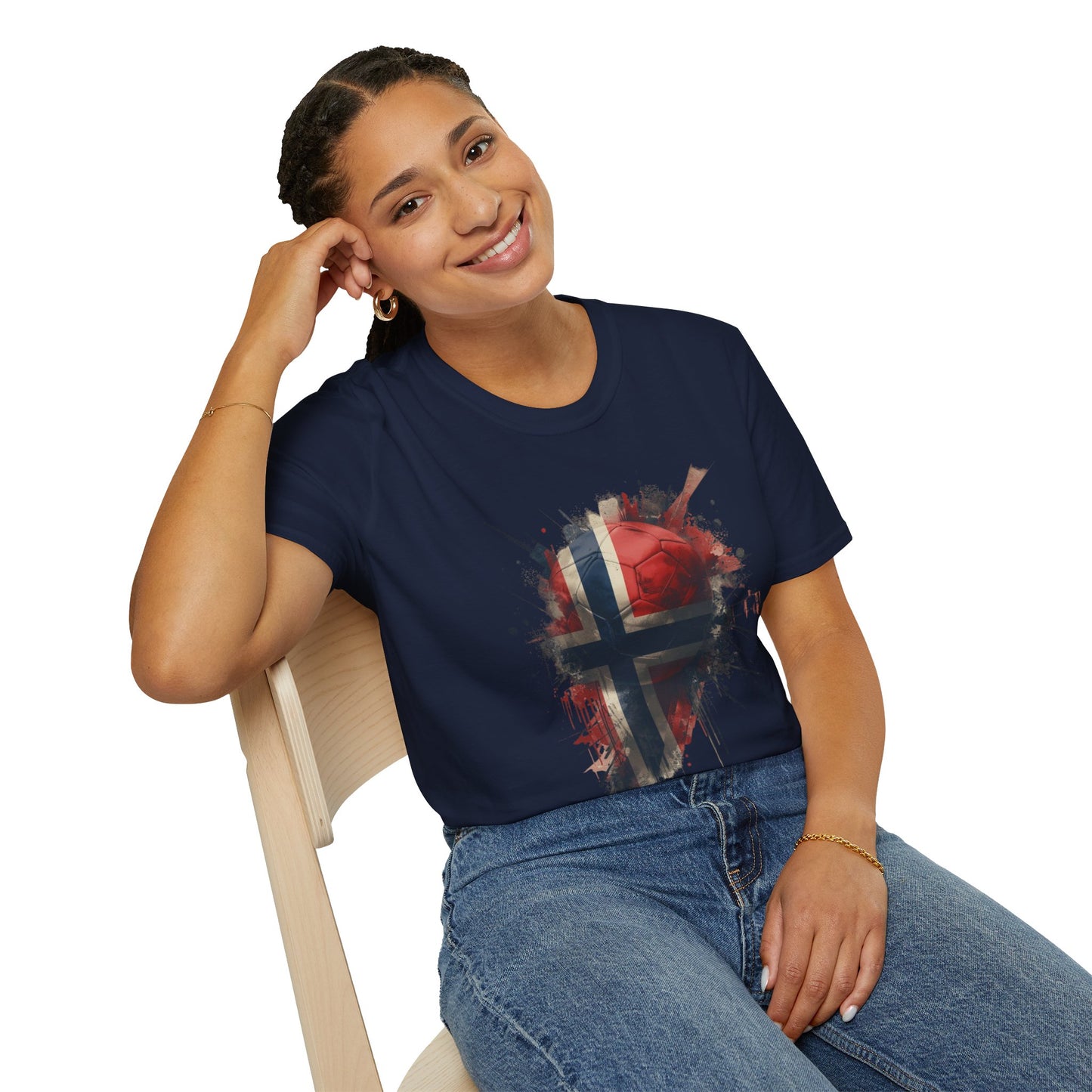 Norway Football Flag Paint Splash T-Shirt Løvene Soccer Grunge Tee