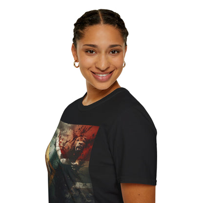 South African Football Abstract T-shirt Majestic Lion and National Flag Tee