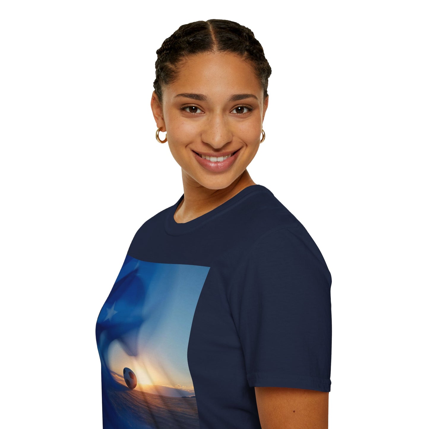 Cape Verde Flag Football T-Shirt — Blue Flag Soccer ball Graphic Tee