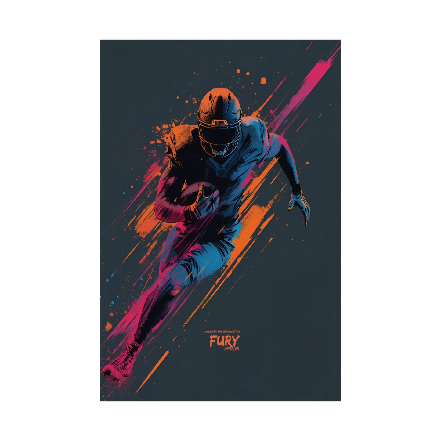 “Fury” Football Wall Art Poster | Neon Grunge Running Back Matte Print