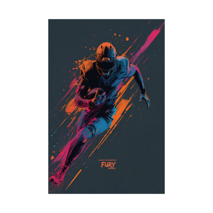 “Fury” Football Wall Art Poster | Neon Grunge Running Back Matte Print