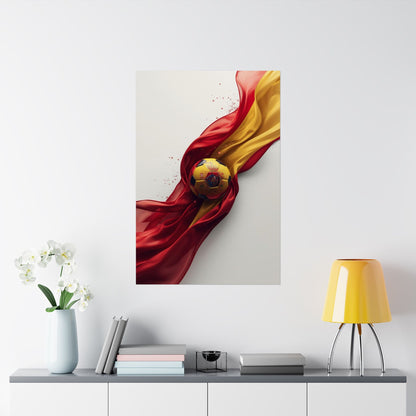 Spain Football Team Custom Ball with Flag and Crest Art Poster