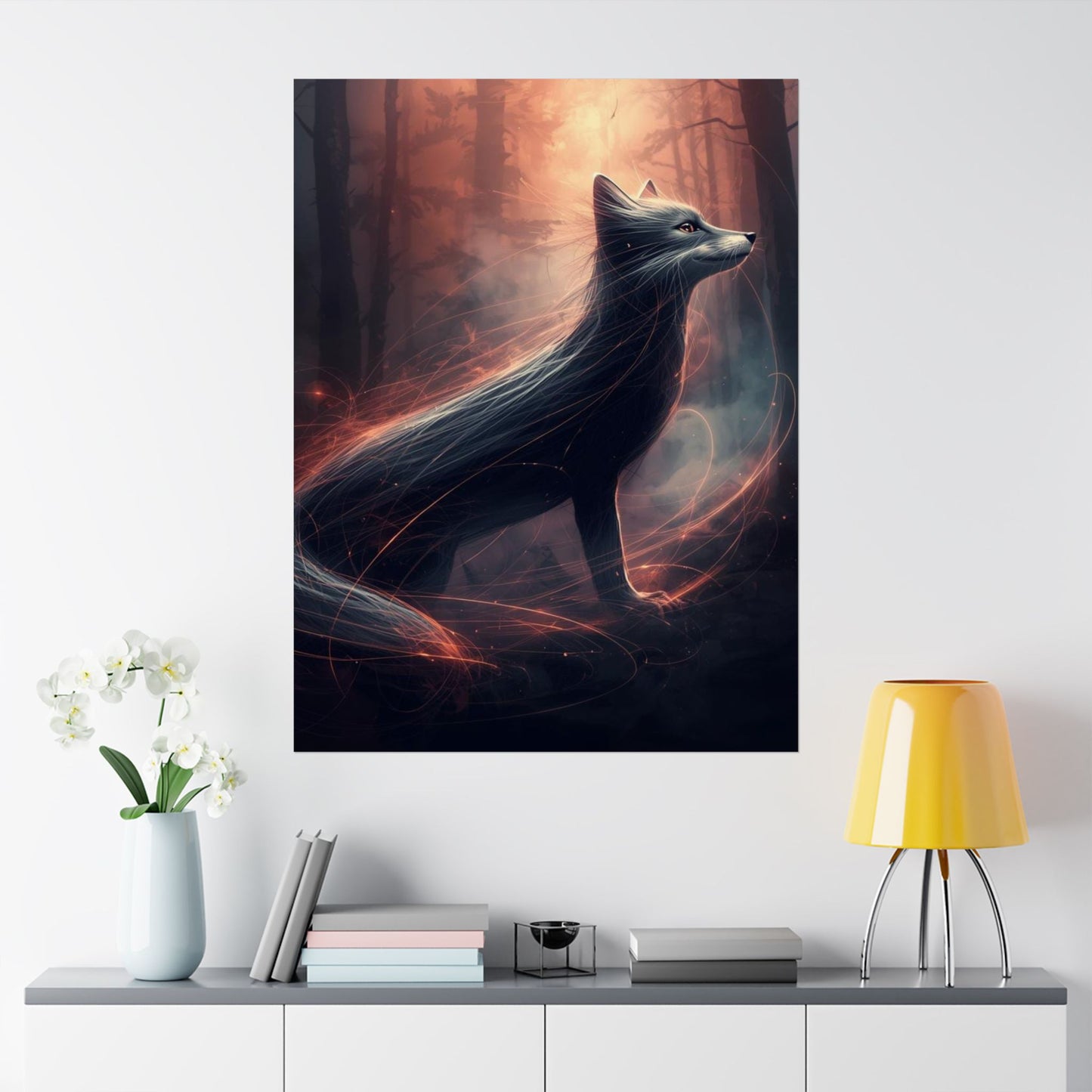 Mystic Fox Wall Art Poster | Matte Vertical Forest Fantasy Print