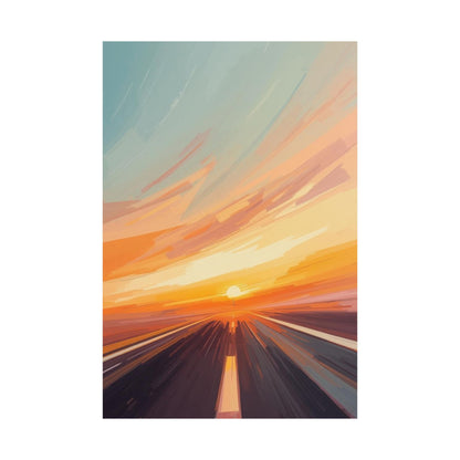 Sunset Drive Wall Art Poster | Vibrant Abstract Road Matte Print
