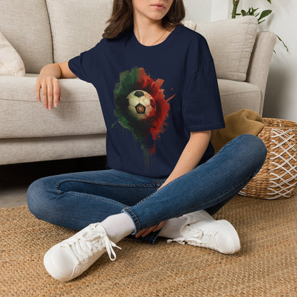 Portugal Football Flag Paint Splash T-Shirt Seleção Soccer Graphic Tee