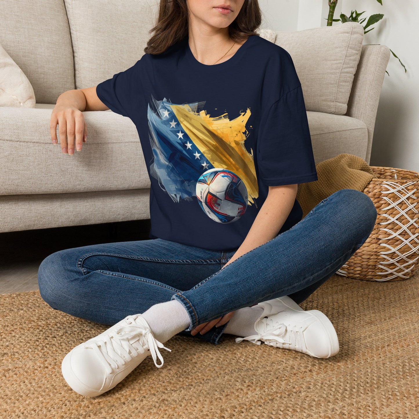 Bosnia and Herzegovina Football Flag Abstract T-Shirt Zmajevi Soccer Graphic Tee