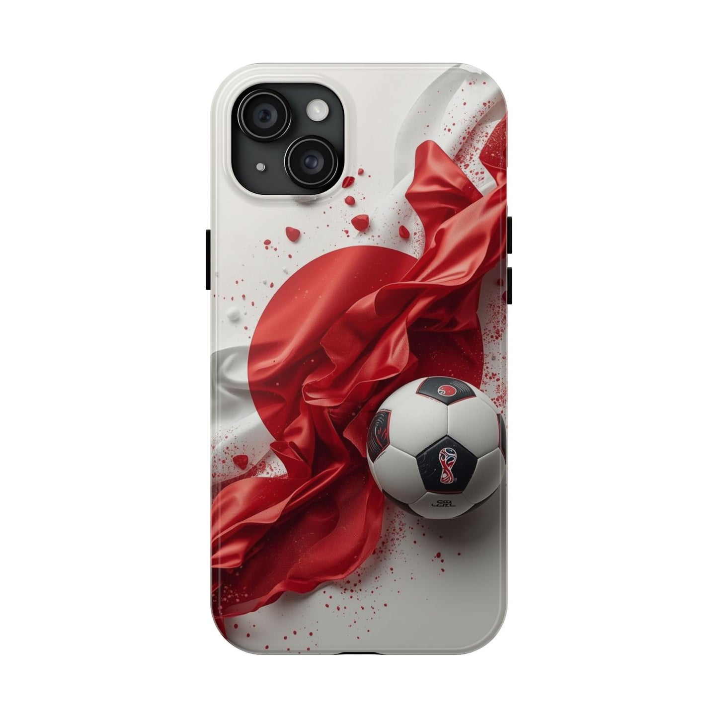 Red Satin Japan Flag Soccer Ball Design Phone Protective Case