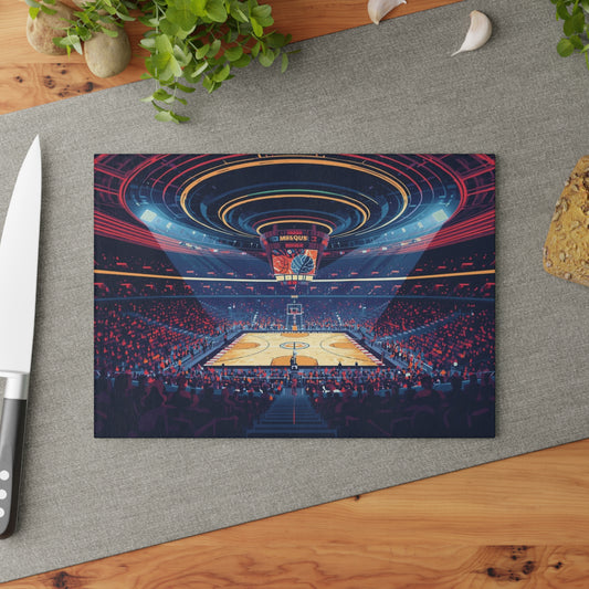Basketball Arena Glass Cutting Board — Court Stadium Kitchen Decor