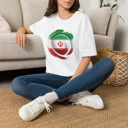 Iran Football Flag Circular Brushstroke T-Shirt Team Melli Soccer Graphic Tee