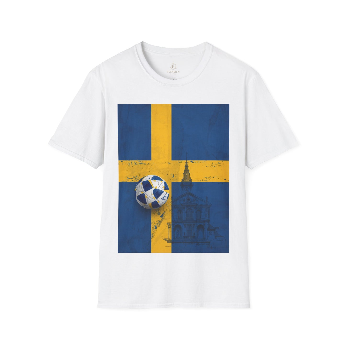 Sweden Flag Soccer T-Shirt — Distressed Swedish Flag Football Tee