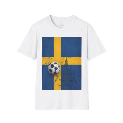 Sweden Flag Soccer T-Shirt — Distressed Swedish Flag Football Tee