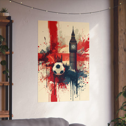 London England Football Poster — Big Ben & Union Jack Soccer Art Print