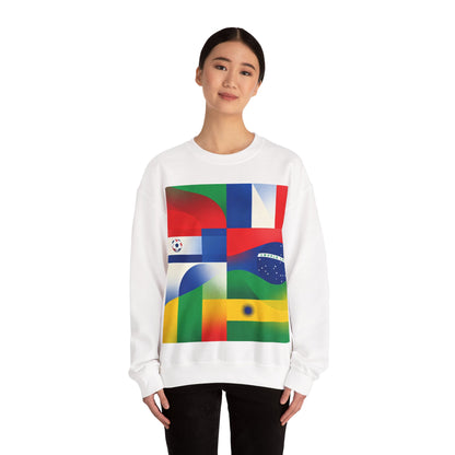 Match Day Flags Crewneck Sweatshirt — Colorful Soccer World Design