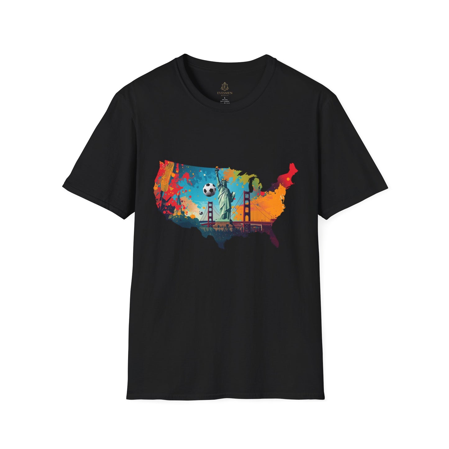 USA Soccer Match Day T-shirt — Colorful Map Graphic Tee