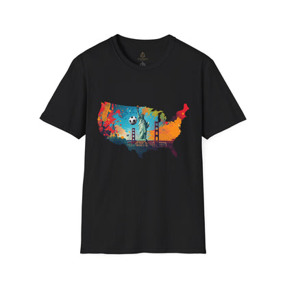 USA Soccer Match Day T-shirt — Colorful Map Graphic Tee
