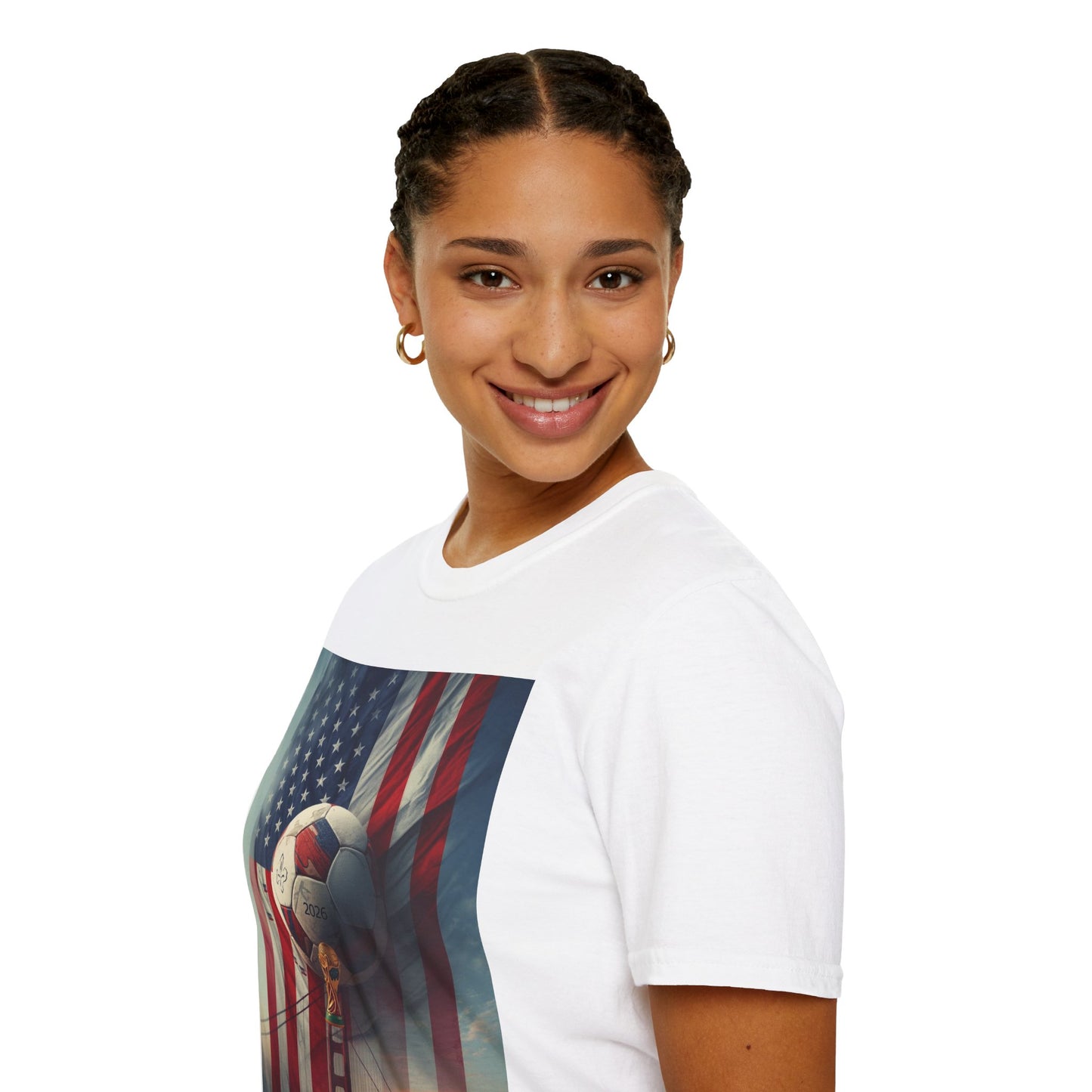 American Soccer Poster T-Shirt — Golden Gate Ball & Flag Graphic Tee