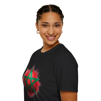 Morocco Football Flag Graphic T-Shirt – Moroccan Star Soccer Ball Design Tee