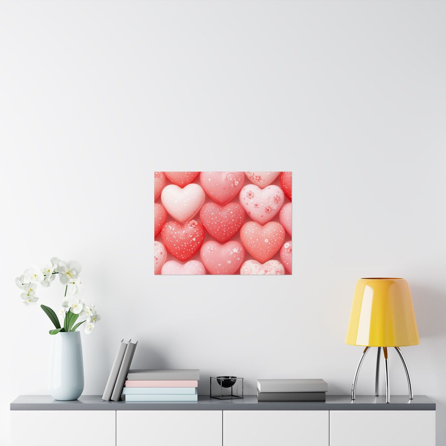 Valentine Pink Heart Pattern Matte Poster — Romantic Wall Art