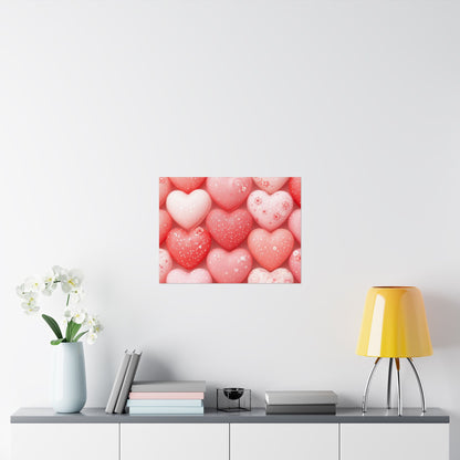 Valentine Pink Heart Pattern Matte Poster — Romantic Wall Art