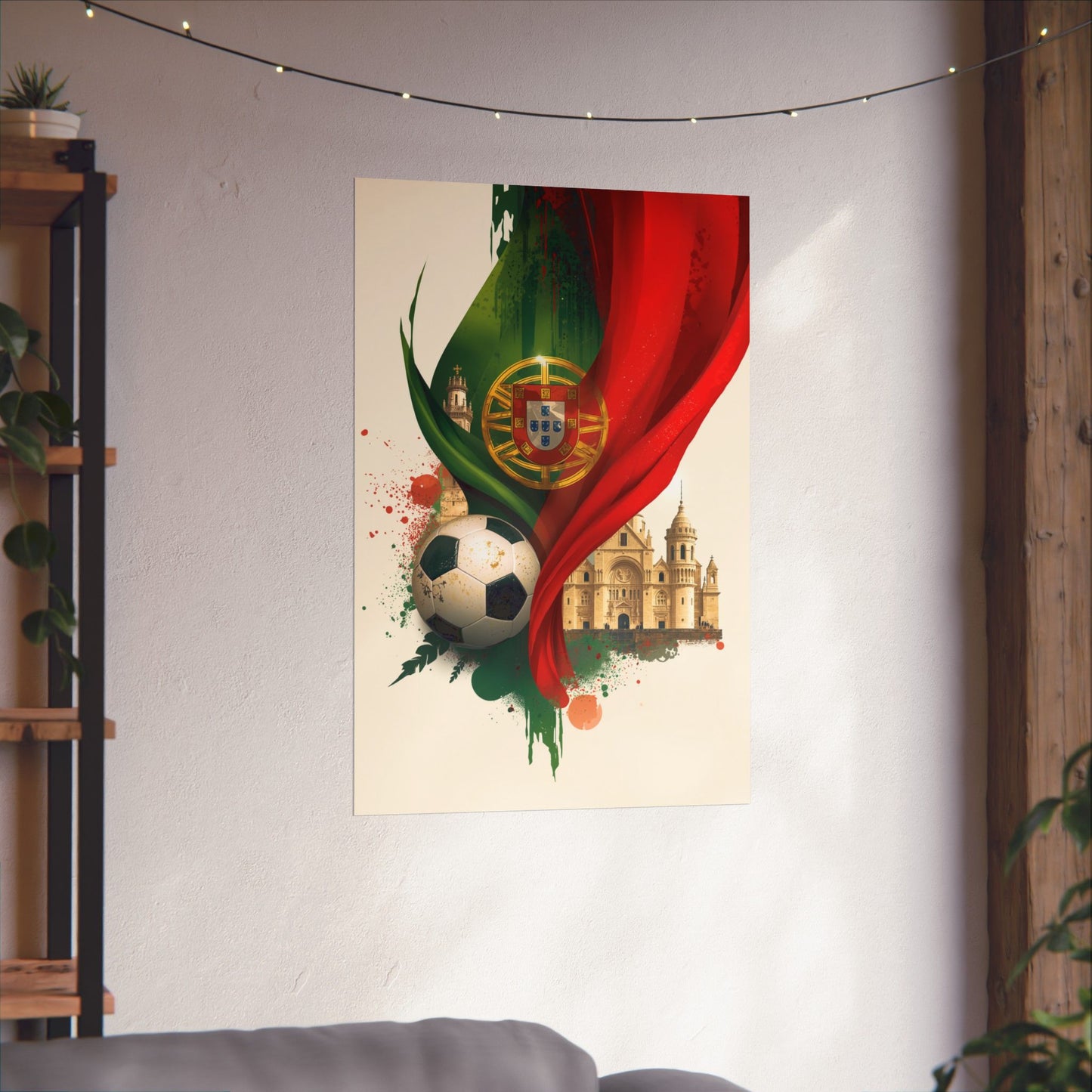 Portugal Football Poster — Matte Vertical Belém Tower & Jerónimos Monastery Art