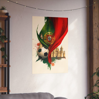 Portugal Football Poster — Matte Vertical Belém Tower & Jerónimos Monastery Art