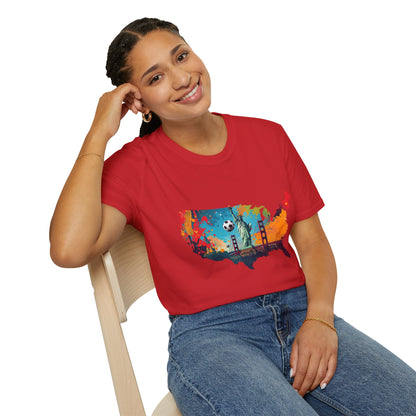 USA Soccer Match Day T-shirt — Colorful Map Graphic Tee