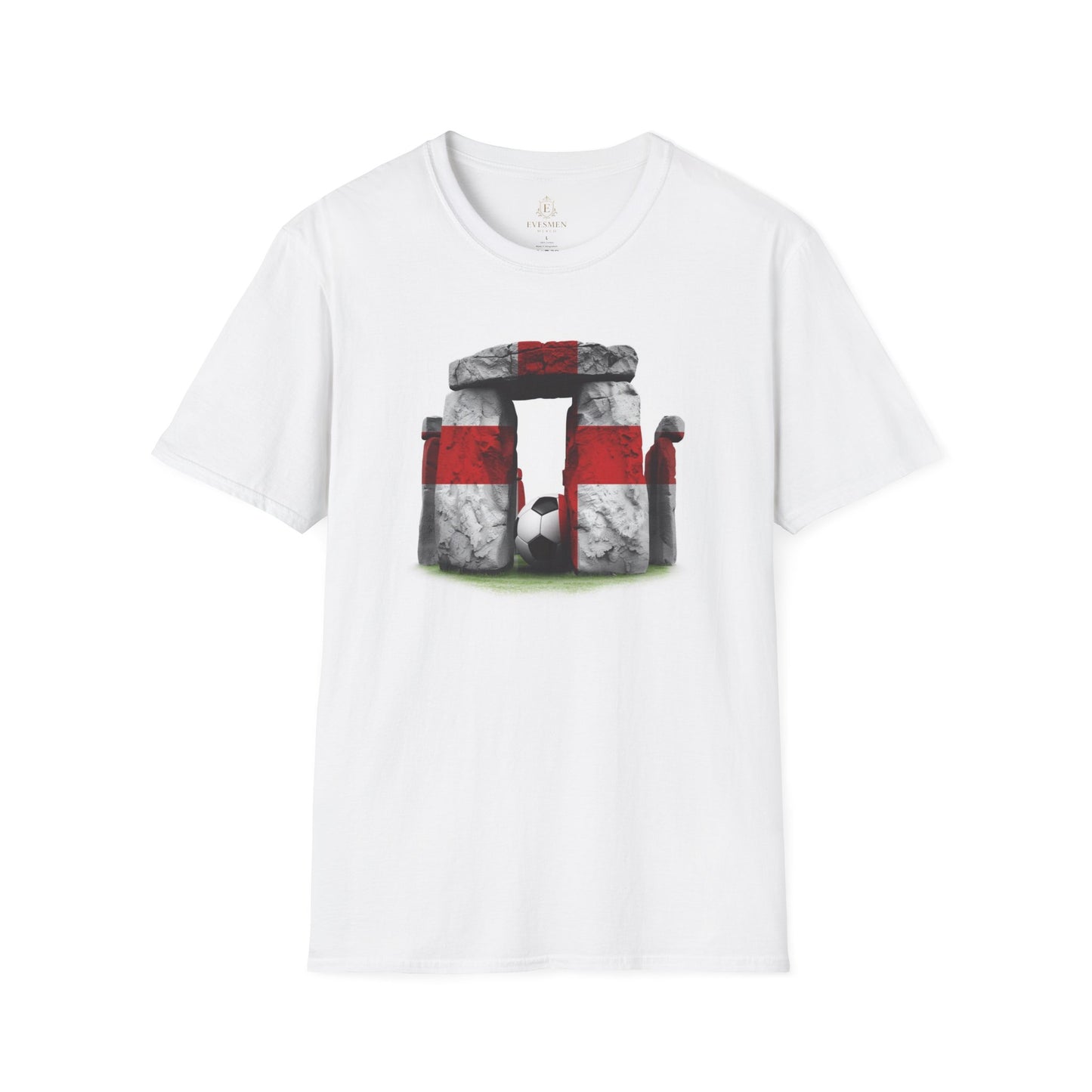 England Flag Stonehenge Football T-Shirt Three Lions Soccer Ancient Monument Tee