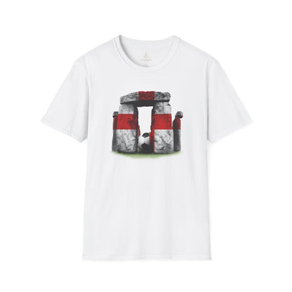 England Flag Stonehenge Football T-Shirt Three Lions Soccer Ancient Monument Tee